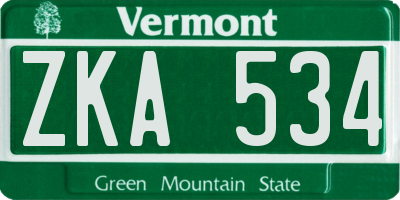 VT license plate ZKA534