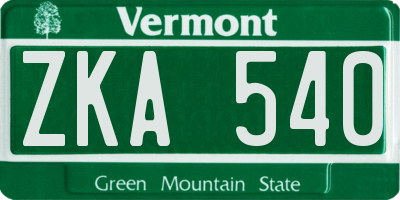 VT license plate ZKA540