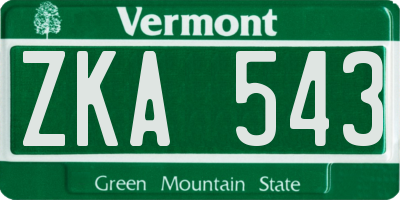 VT license plate ZKA543