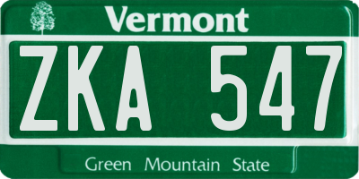 VT license plate ZKA547