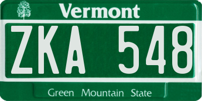 VT license plate ZKA548
