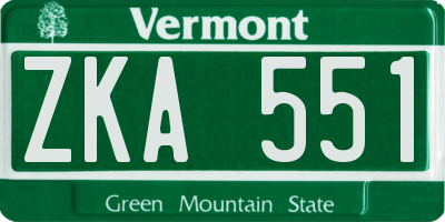 VT license plate ZKA551