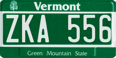 VT license plate ZKA556
