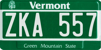 VT license plate ZKA557