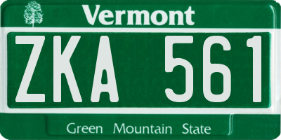 VT license plate ZKA561