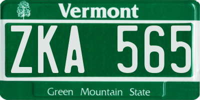 VT license plate ZKA565