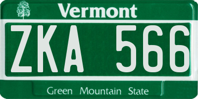 VT license plate ZKA566