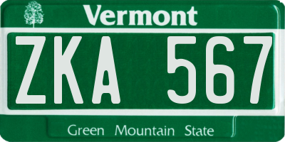 VT license plate ZKA567
