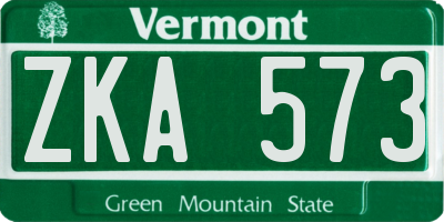 VT license plate ZKA573
