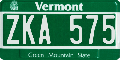 VT license plate ZKA575