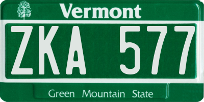 VT license plate ZKA577