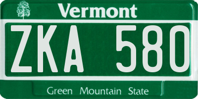 VT license plate ZKA580