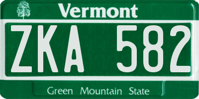 VT license plate ZKA582