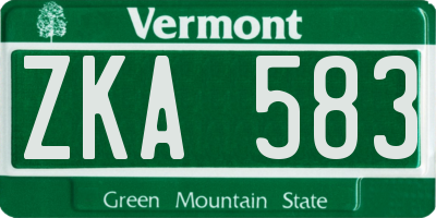 VT license plate ZKA583