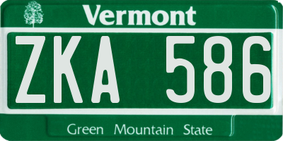 VT license plate ZKA586