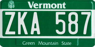 VT license plate ZKA587