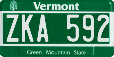 VT license plate ZKA592