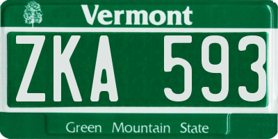 VT license plate ZKA593