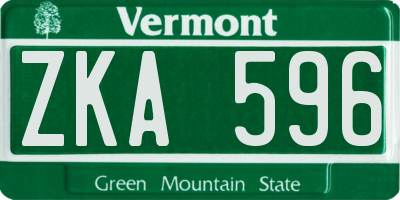 VT license plate ZKA596