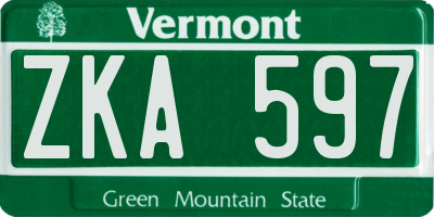 VT license plate ZKA597