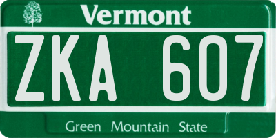 VT license plate ZKA607