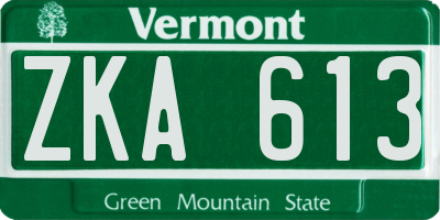 VT license plate ZKA613
