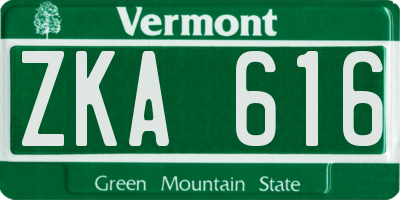VT license plate ZKA616