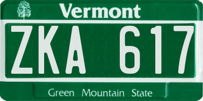 VT license plate ZKA617
