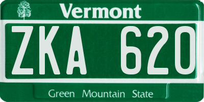 VT license plate ZKA620