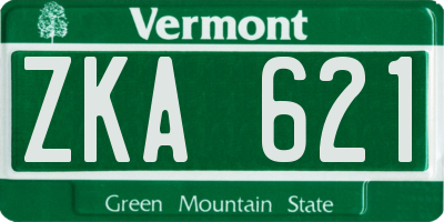 VT license plate ZKA621