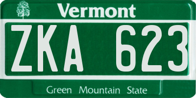 VT license plate ZKA623