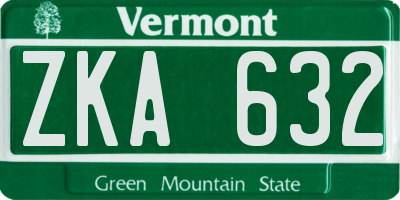 VT license plate ZKA632