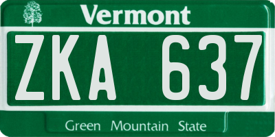 VT license plate ZKA637