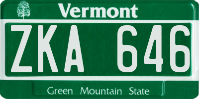 VT license plate ZKA646