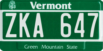 VT license plate ZKA647