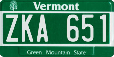 VT license plate ZKA651