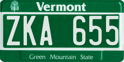 VT license plate ZKA655
