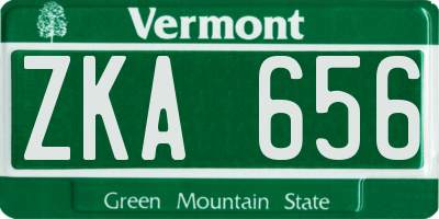 VT license plate ZKA656