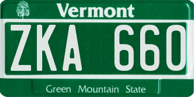 VT license plate ZKA660