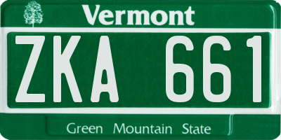VT license plate ZKA661