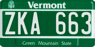 VT license plate ZKA663