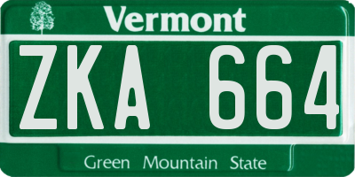 VT license plate ZKA664