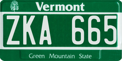 VT license plate ZKA665