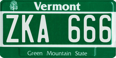 VT license plate ZKA666