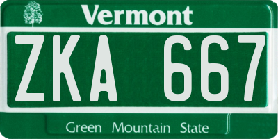 VT license plate ZKA667