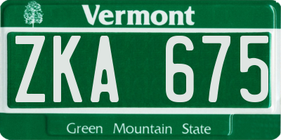 VT license plate ZKA675