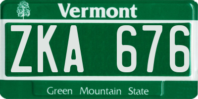 VT license plate ZKA676