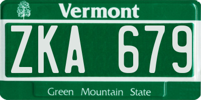 VT license plate ZKA679