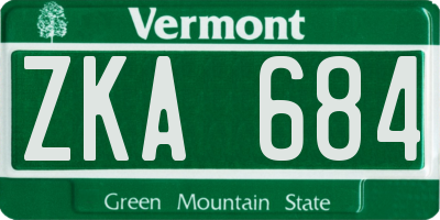 VT license plate ZKA684