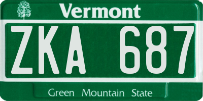VT license plate ZKA687